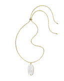 DANIELLE RIVETED LONG PENDANT NECKLACE GOLD IVORY MOTHER OF PEARL