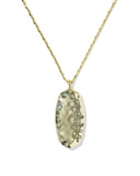 DANIELLE RIVETED LONG PENDANT NECKLACE GOLD IVORY MOTHER OF PEARL