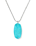 DANIELLE RIVETED LONG PENDANT NECKLACE SILVER VARIEGATED TURQUOISE MAGNESITE