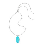 DANIELLE RIVETED LONG PENDANT NECKLACE SILVER VARIEGATED TURQUOISE MAGNESITE