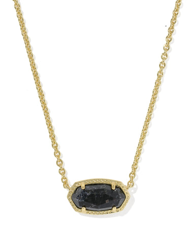 ELISA BOO SHORT PENDANT NECKLACE GOLD BLACK GRANITE
