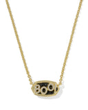 ELISA BOO SHORT PENDANT NECKLACE GOLD BLACK GRANITE