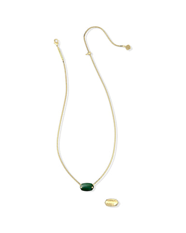 ELISA RIVETED SHORT PENDANT NECKLACE GOLD GREEN MALACHITE