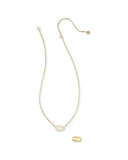 ELISA RIVETED SHORT PENDANT NECKLACE GOLD IVORY MOTHER OF PEARL