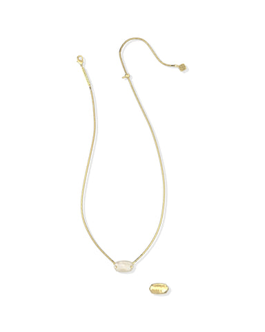 ELISA RIVETED SHORT PENDANT NECKLACE GOLD IVORY MOTHER OF PEARL