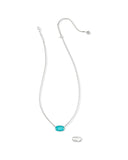 ELISA RIVETED SHORT PENDANT NECKLACE SILVER VARIEGATED TURQUOISE MAGNESITE
