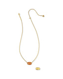 ELISA RIVETED SHORT PENDANT NECKLACE VINTAGE GOLD ORANGE BANDED AGATE