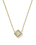 MALLORY CRYSTAL SHORT PENDANT NECKLACE GOLD WHITE CZ