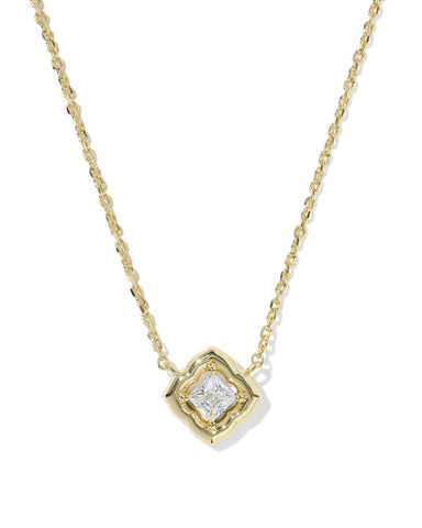 MALLORY CRYSTAL SHORT PENDANT NECKLACE GOLD WHITE CZ