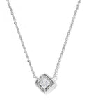 MALLORY CRYSTAL SHORT PENDANT NECKLACE SILVER WHITE CZ