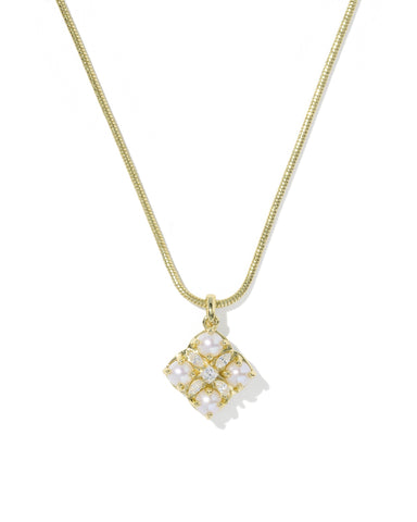 DIRA PEARL SHORT PENDANT NECKLACE GOLD FRESHWATER CULTURED PEARL
