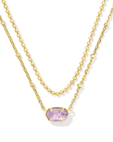 EMILIE MULTI STRAND NECKLACE GOLD PURPLE AMETHYST