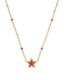 MINI CASSIDY SHORT PENDANT NECKLACE GOLD RED