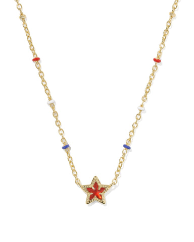 MINI CASSIDY SHORT PENDANT NECKLACE GOLD RED