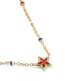 MINI CASSIDY SHORT PENDANT NECKLACE GOLD RED