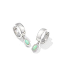 MINI ELLIE WIDE HUGGIE EARRINGS SILVER GREEN LAB GROWN OPAL