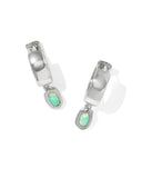 MINI ELLIE WIDE HUGGIE EARRINGS SILVER GREEN LAB GROWN OPAL