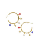 CAMILA HOOP EARRINGS GOLD RED WHITE BLUE MIX