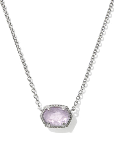 Kendra Scott-Daphne Frame Short Pendant Necklace Silver Purple Amethyst