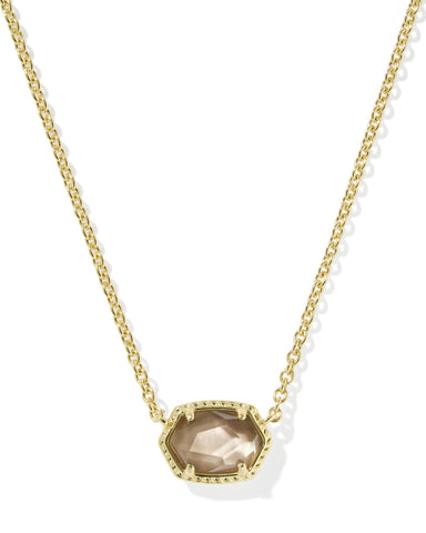 Kendra Scott-Daphne Frame Short Pendant Necklace Gold Taupe Mother of Pearl