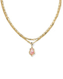ADRIANA SCALLOP FRAME MULTI STRAND NECKLACE GOLD LIGHT PINK IRIDESCENT ABALONE