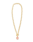 DAPHNE LINK AND CHAIN NECKLACE GOLD LIGHT PINK IRIDESCENT ABALONE