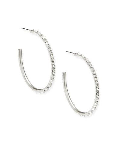 VERONICA HOOP EARRINGS SILVER IRIDESCENT CRYSTAL