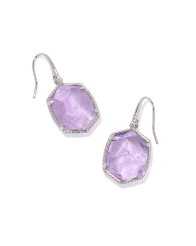 DAPHNE FRAME DROP EAR SILVER PURPLE AMETHYST