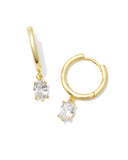 CAILIN SINGLE STONE HUGGIE EARRINGS GOLD WHITE CRYSTAL