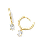 CAILIN SINGLE STONE HUGGIE EARRINGS GOLD WHITE CRYSTAL