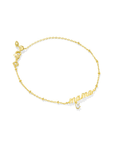 MAMA CRYSTAL DELICATE CHAIN BRACELET GOLD
