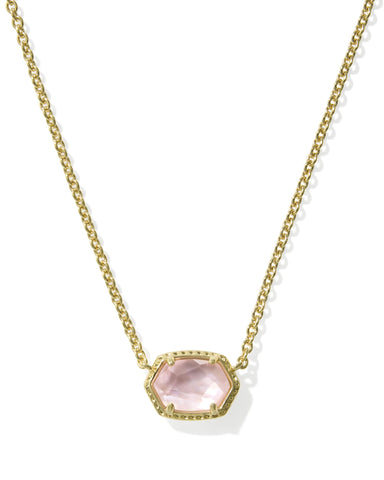 Kendra Scott-Daphne Frame Short Pendant Necklace Gold Light Pink Mother of Pearl