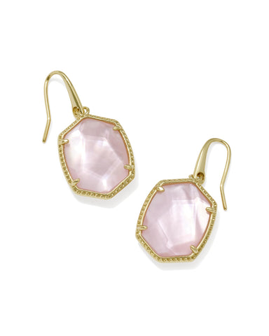 Kendra Scott-Daphne Frame Drop Earrings Gold Light Pink Mother of Pearl