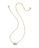 ELISA LUXE SHORT PENDANT NECKLACE GOLD LIGHT BLUE CZ
