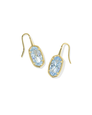 DROP EARRINGS GOLD LIGHT BLUE CZ