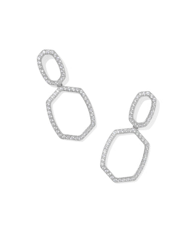 DAPHNE PAVE OPEN FRAME EARRINGS SILVER WHITE CZ