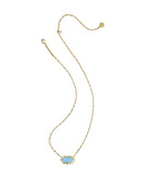 ELISA SCALLOP FRAME SHORT PENDANT NECKLACE GOLD SKY BLUE IRIDESCENT ABALONE