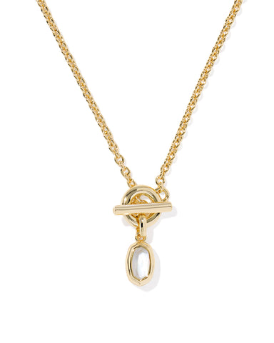 MINI ELISA TOGGLE SHORT PENDANT NECKLACE GOLD IVORY MOTHER OF PEARL