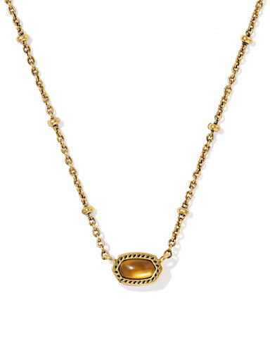 MINI ELISA SATELLITE SHORT PENDANT NECKLACE VINTAGE GOLD MARBLED AMBER ILLUSION