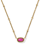 MINI ELISA SATELLITE SHORT PENDANT NECKLACE VINTAGE GOLD DARK FUCHSIA VARIEGATED MAGNESITE