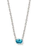 CAILIN CRYSTAL PENDANT NECKLACE SILVER AQUA CRYSTAL