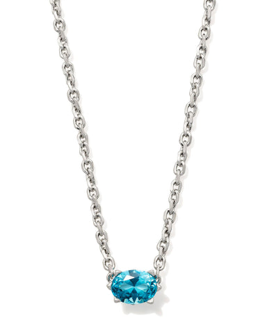 CAILIN CRYSTAL PENDANT NECKLACE SILVER AQUA CRYSTAL