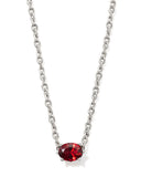 CAILIN CRYSTAL PENDANT NECKLACE SILVER RED CRYSTAL