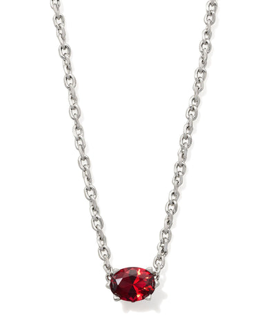 CAILIN CRYSTAL PENDANT NECKLACE SILVER RED CRYSTAL