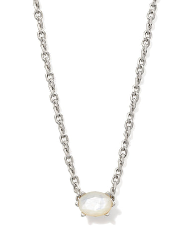 CAILIN CRYSTAL PENDANT NECKLACE SILVER IVORY MOTHER OF PEARL