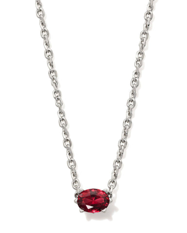 CAILIN CRYSTAL PENDANT NECKLACE SILVER BURGUNDY CRYSTAL