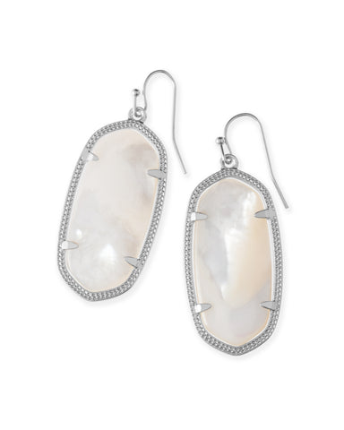 Kendra Scott Elle Silver Drop Earrings in Ivory Mother of Pearl