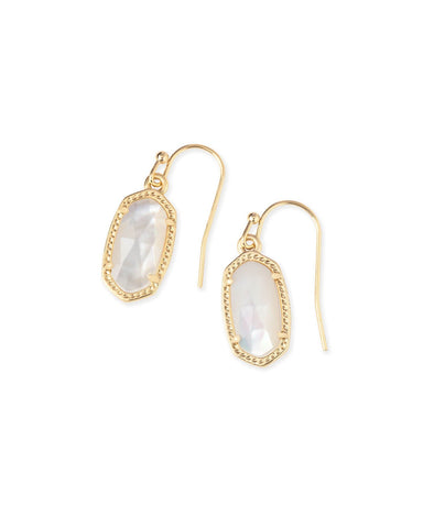 Kendra Scott Lee Gold Drop Earrings in Ivory Mother of Pearl
