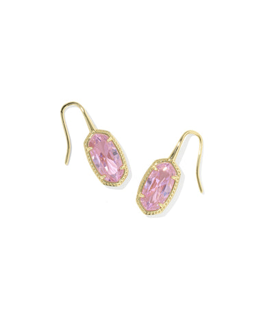 LEE LUXE DROP EARRINGS GOLD LIGHT PINK CZ