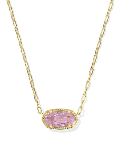 ELISA LUXE SHORT PENDANT NECKLACE GOLD LIGHT PINK CZ